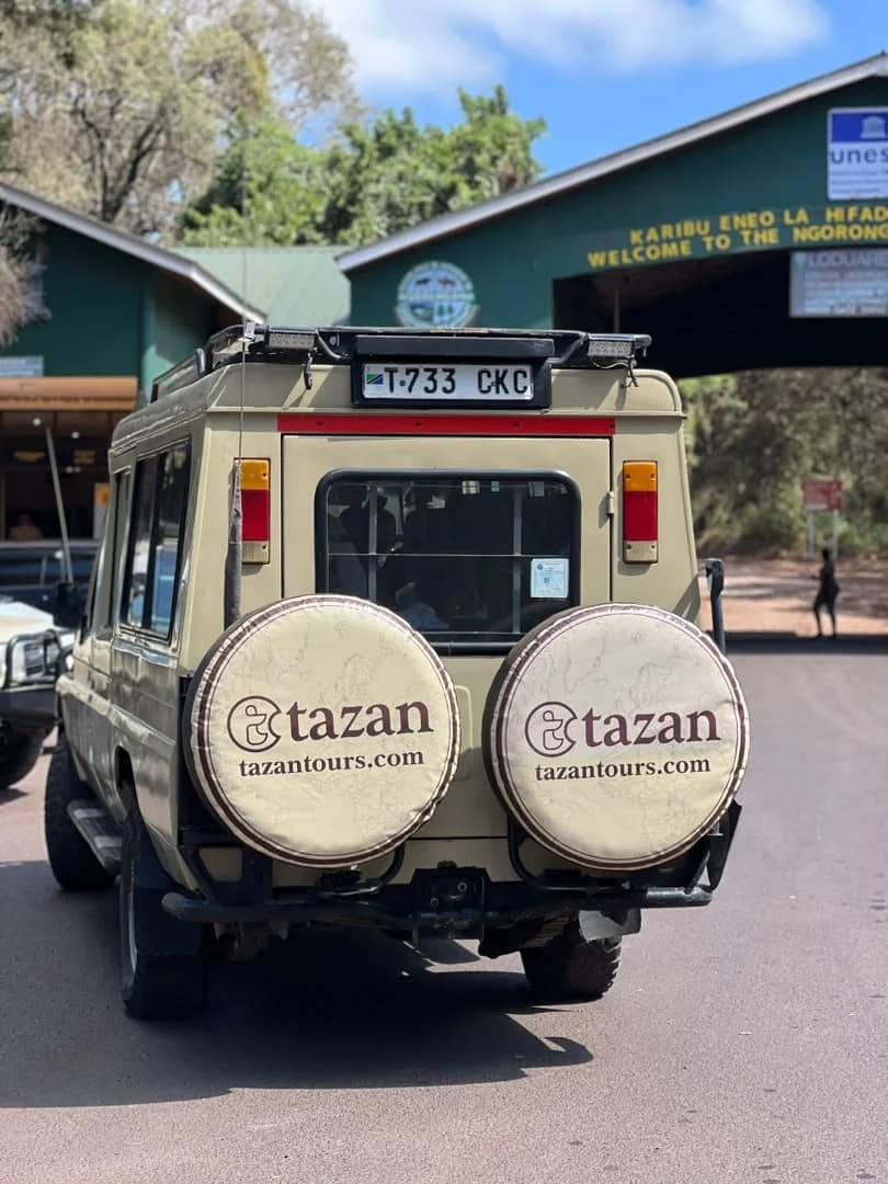 A Tazan Tours vehicle at the Ngorongoro gate