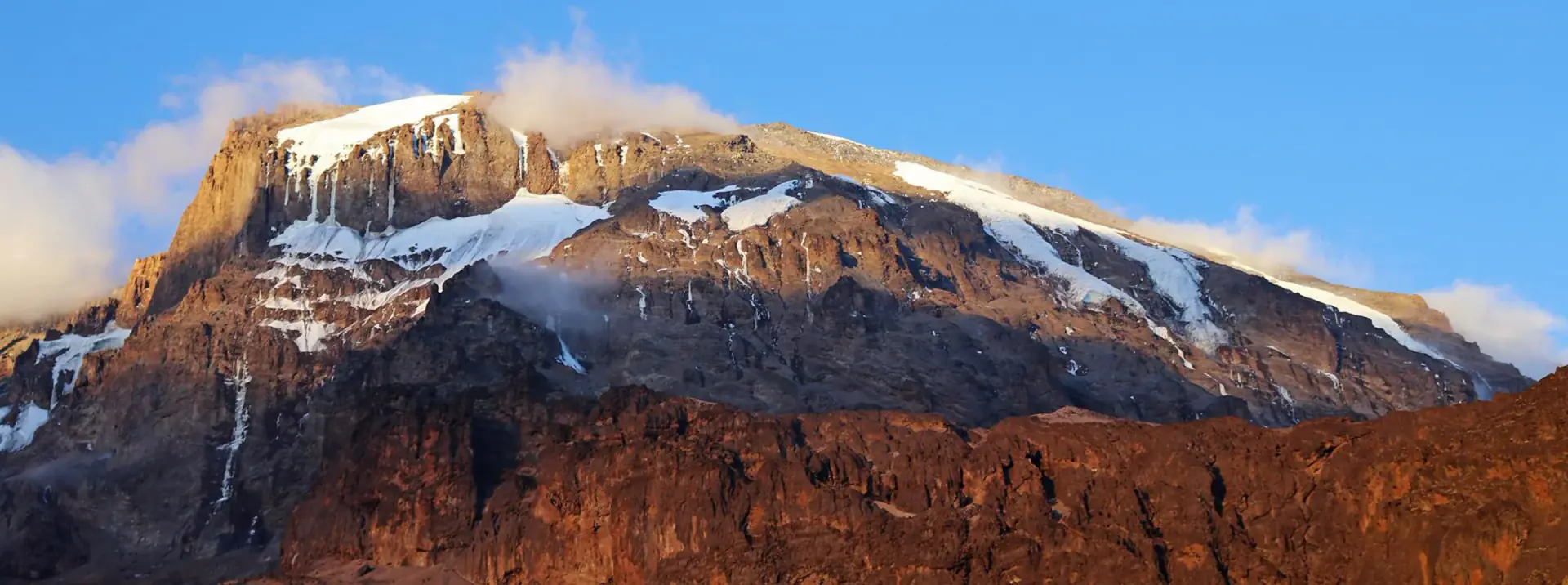Kilimanjaro's glaciers lit by golden light